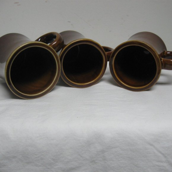 Retro Diner Mugs Vintage 70s Brown Stoneware Set of 3 Restaurantware - Picture 5 of 5